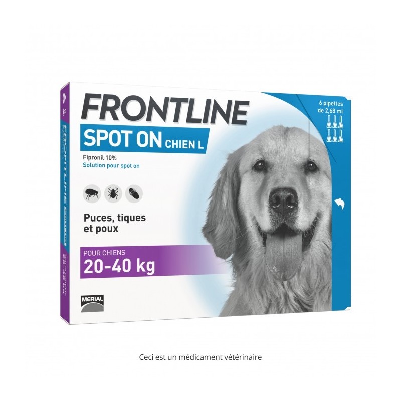 Frontline Spot on chiens Large de 20 à 40 kg - JungleVet Frontline Spot on chiens Large de 20 à 40 kg - JungleVet