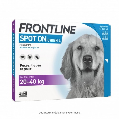 Frontline Spot on chiens Large de 20 à 40 kg - JungleVet Frontline Spot on chiens Large de 20 à 40 kg - JungleVet