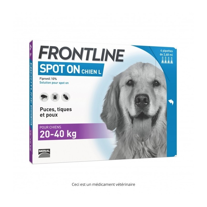Frontline Spot on chiens Large de 20 à 40 kg - JungleVet Frontline Spot on chiens Large de 20 à 40 kg - JungleVet