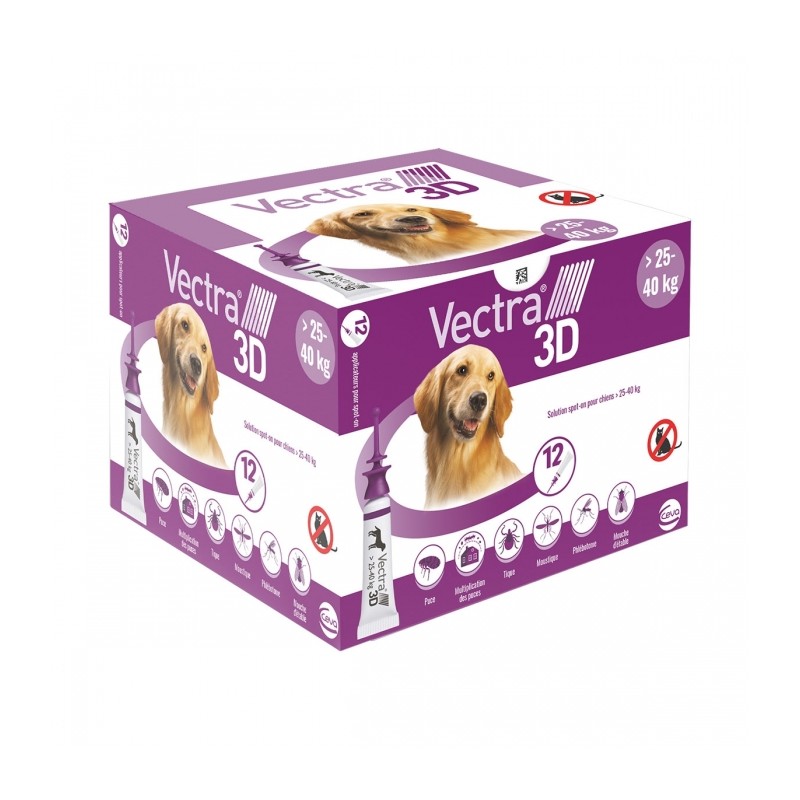 Vectra 3D chiens de 25 à 40 kg - JungleVet Vectra 3D chiens de 25 à 40 kg - JungleVet