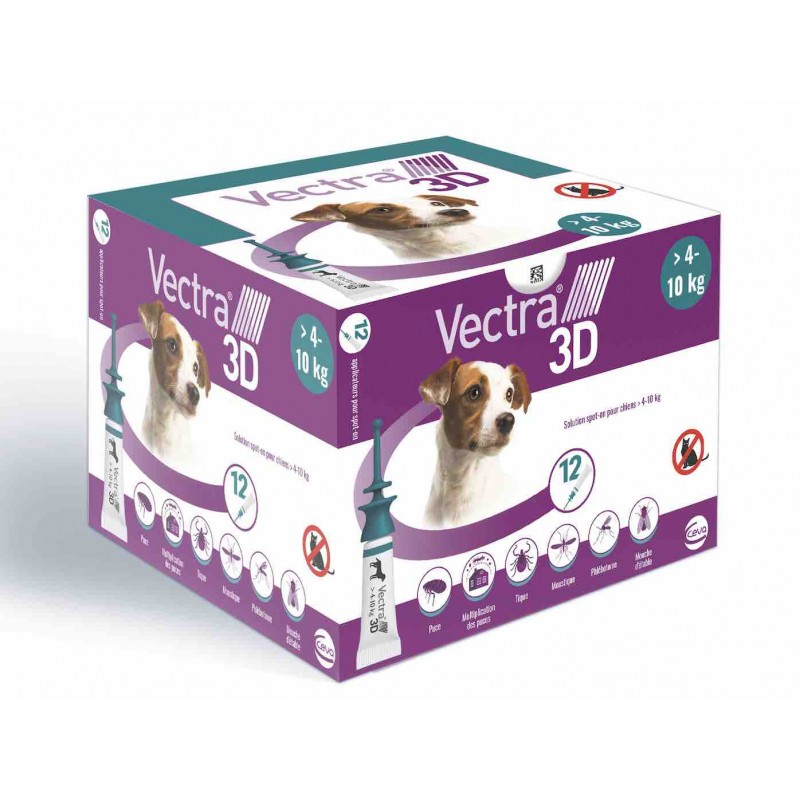 Vectra 3D chiens de 4 à 10 kg - JungleVet Vectra 3D chiens de 4 à 10 kg - JungleVet