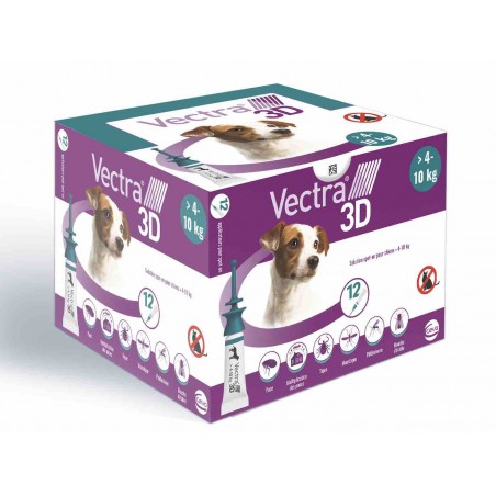 Vectra 3D chiens de 4 à 10 kg - JungleVet Vectra 3D chiens de 4 à 10 kg - JungleVet