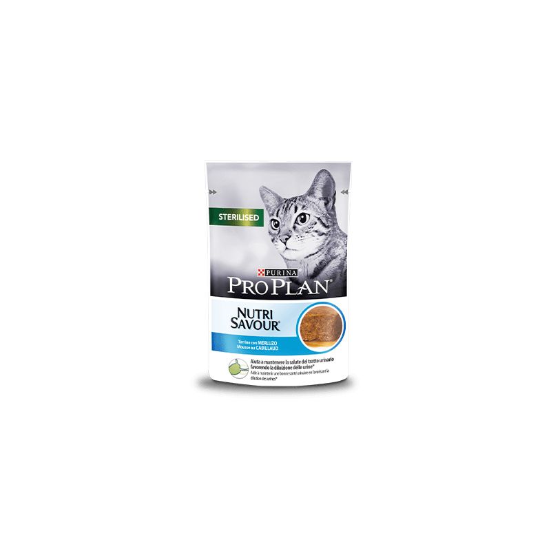 Purina ProPlan Sterilised NutriSavour Cabillaud Mousse - 10 sachets de 85g