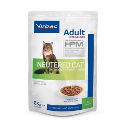 Virbac Veterinary HPM Cat Adult Neutered Salmon Bouchées sachets de 85g