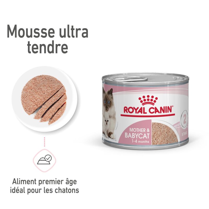 Royal Canin Cat Mother & Babycat Mousse 12 boîtes de 195 g Royal Canin Cat Mother & Babycat Mousse 12 boîtes de 195 g