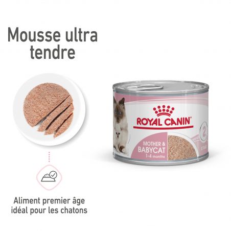 Royal Canin Cat Mother & Babycat Mousse 12 boîtes de 195 g Royal Canin Cat Mother & Babycat Mousse 12 boîtes de 195 g