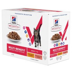 Hill's Vet Essentials Chat Multi Benefit Adult1+ Mix Poulet Saumon 12 sachets repas de 85g