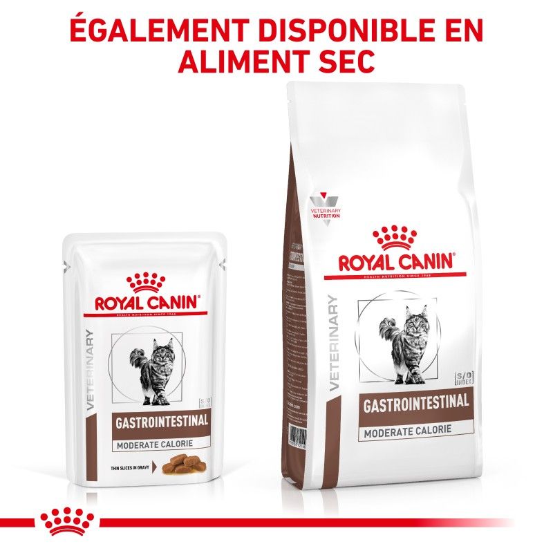 Royal Canin Veterinary Diet Cat Gastro Intestinal Moderate Calorie -12 sachets de 85 g