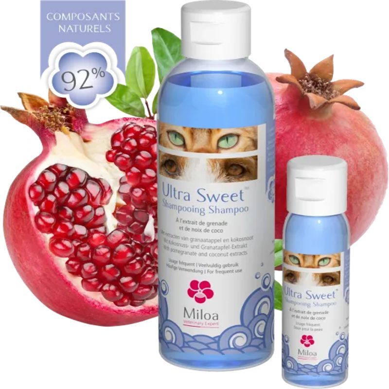 Miloa shampoing Ultra Sweet pour chat - Flacon de 200 ml Miloa shampoing Ultra Sweet pour chat - Flacon de 200 ml