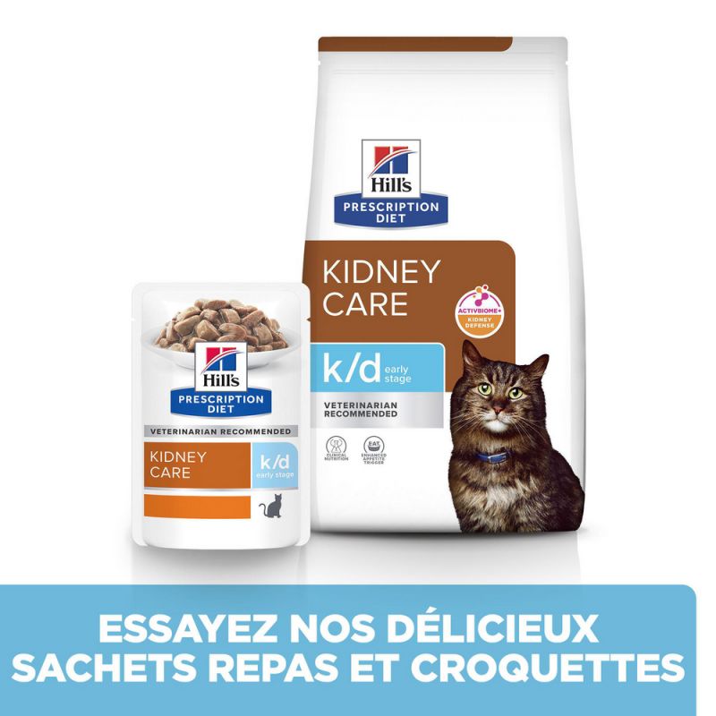 Hill's Prescription Diet K/D Kidney Early Stage pour Chat au Poulet - 12 sachets de 85 g Hill's Prescription Diet K/D Kidney Early Stage pour Chat au Poulet - 12 sachets de 85 g