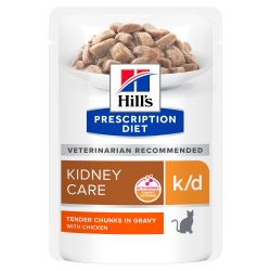 Hill's Prescription Diet K/D Kidney pour Chat au Poulet - 12 sachets de 85 g 