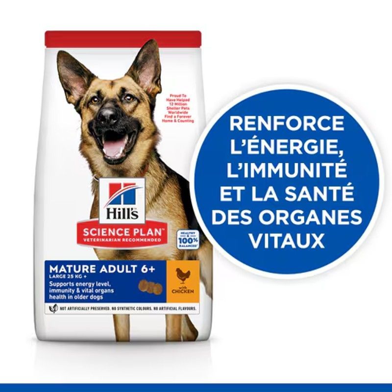 Hill's Science Plan Adult Mature 6+ Active Longevity Large Breed pour chien au poulet Hill's Science Plan Adult Mature 6+ Active Longevity Large Breed pour chien au poulet