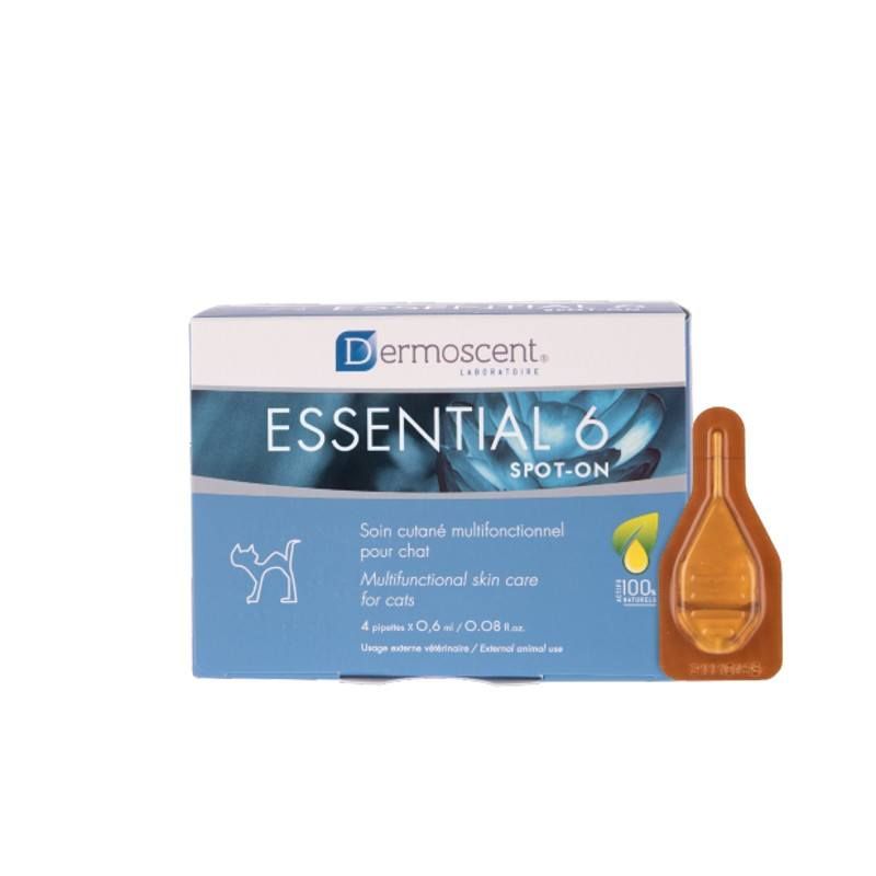 Dermoscent Essential 6 spot on Chat - Boite de 4 pipettes de 0,6 ml Dermoscent Essential 6 spot on Chat - Boite de 4 pipettes de 0,6 ml