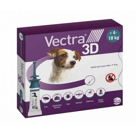 Vectra 3D chiens de 4 à 10 kg - JungleVet Vectra 3D chiens de 4 à 10 kg - JungleVet