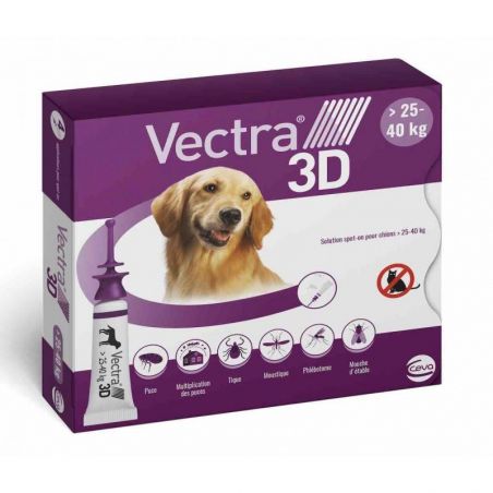 Vectra 3D chiens de 25 à 40 kg - JungleVet Vectra 3D chiens de 25 à 40 kg - JungleVet