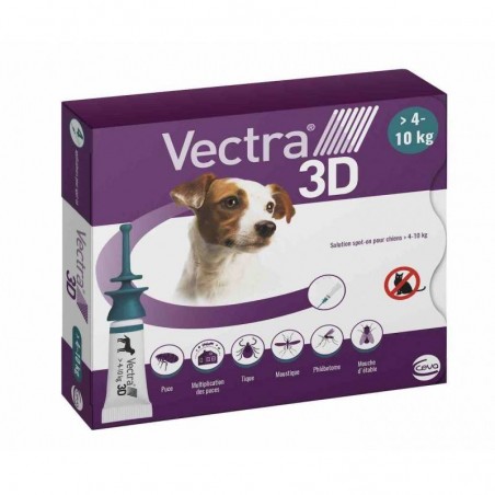 Vectra 3D chiens de 4 à 10 kg - JungleVet Vectra 3D chiens de 4 à 10 kg - JungleVet