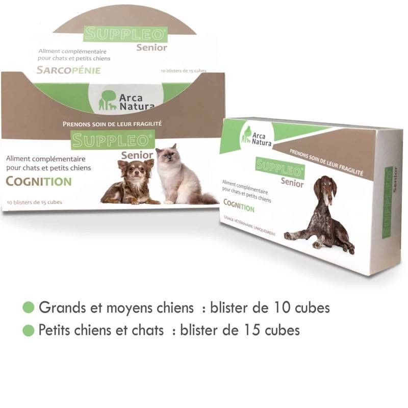 Suppléo senior Cognition pour chiens et chats boite de 150 cubes appétents - JungleVet Suppléo senior Cognition pour chiens et chats boite de 150 cubes appétents - JungleVet