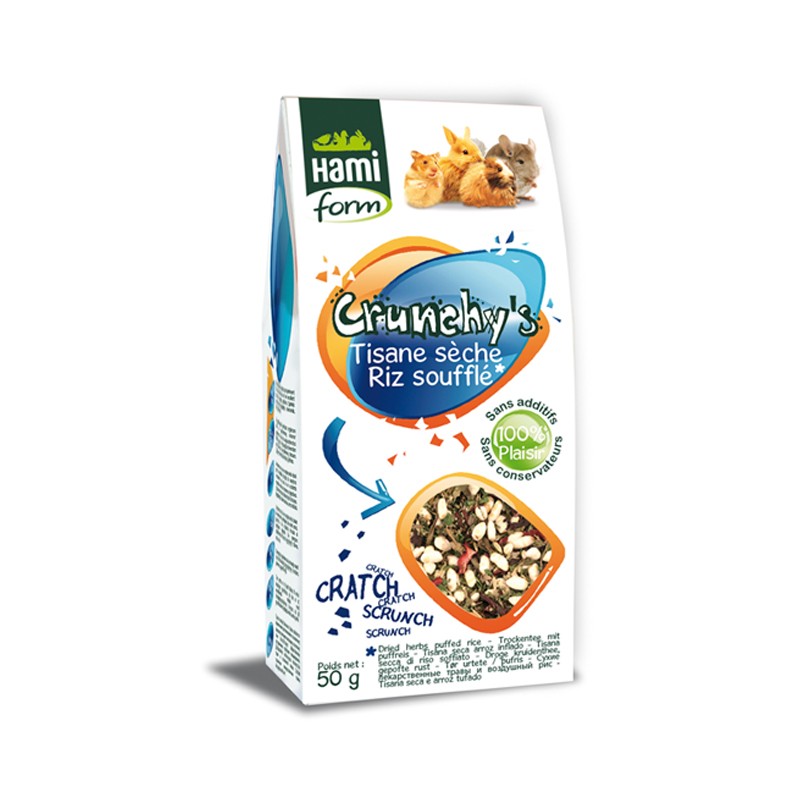 Friandises Crunchy’s à la tisane sèche et riz soufflé pour tous rongeurs - JungleVet Friandises Crunchy’s à la tisane sèche et riz soufflé pour tous rongeurs - JungleVet
