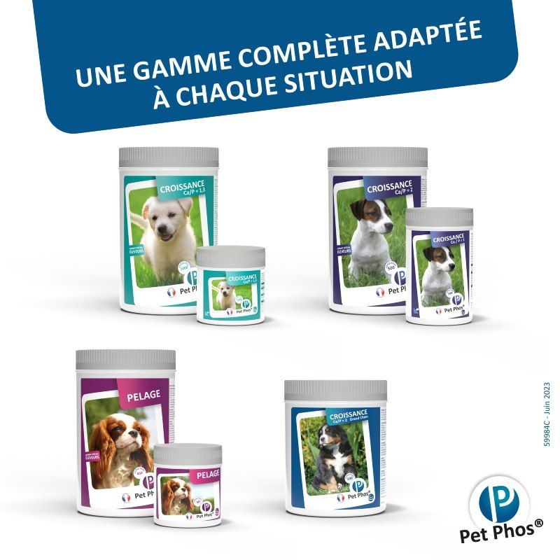Pet Phos canin Croissance Ca/P 2 grands chiens Boite de 100 cp Pet Phos canin Croissance Ca/P 2 grands chiens Boite de 100 cp