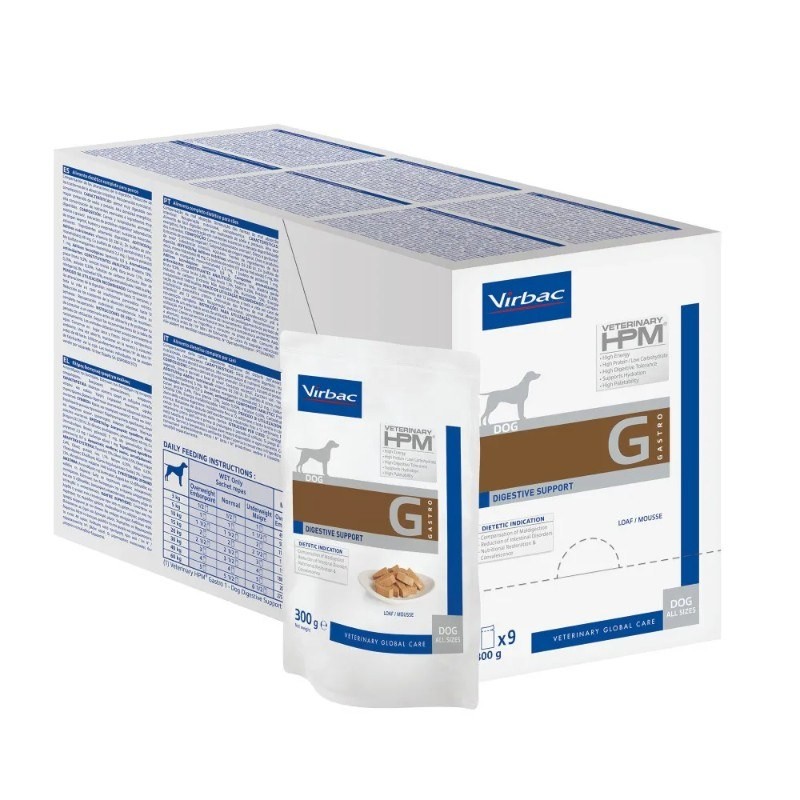Veterinary HPM Dog G1 Digestive Support Mousse Sachet repas 9 sachets de 300 g - JungleVet Veterinary HPM Dog G1 Digestive Support Mousse Sachet repas 9 sachets de 300 g - JungleVet