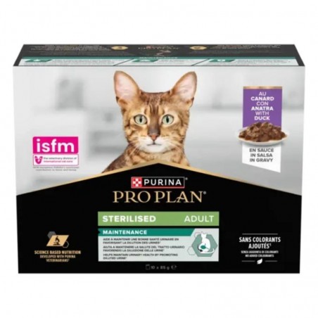 Purina ProPlan Cat Adult Sterilised Canard en Sauce 10 sachets de 85 g - JungleVet Purina ProPlan Cat Adult Sterilised Canard en Sauce 10 sachets de 85 g - JungleVet