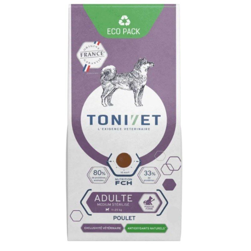 Tonivet Chien Adulte Medium Stérilisé Poulet - JungleVet Tonivet Chien Adulte Medium Stérilisé Poulet - JungleVet