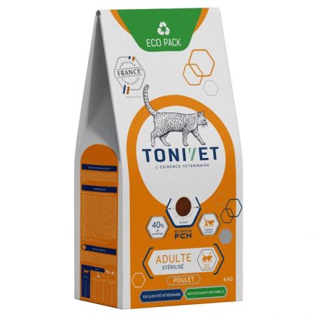 Tonivet Chat Adulte Stérilisé Poulet Sac de 6 Kg - JungleVet Tonivet Chat Adulte Stérilisé Poulet Sac de 6 Kg - JungleVet