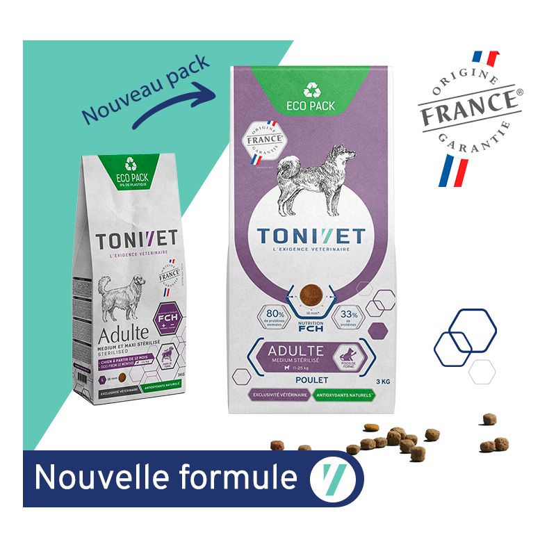 Tonivet Chien Adulte Medium Stérilisé Poulet - JungleVet Tonivet Chien Adulte Medium Stérilisé Poulet - JungleVet