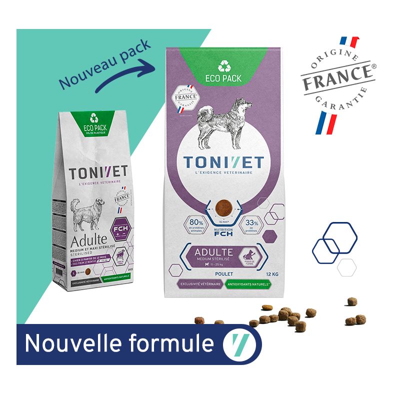 Tonivet Chien Adulte Medium Stérilisé Poulet - JungleVet