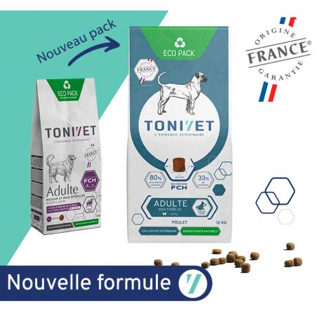 Tonivet Chien Adulte Maxi Stérilisé Poulet Sac de 12 kg - JungleVet Tonivet Chien Adulte Maxi Stérilisé Poulet Sac de 12 kg - JungleVet