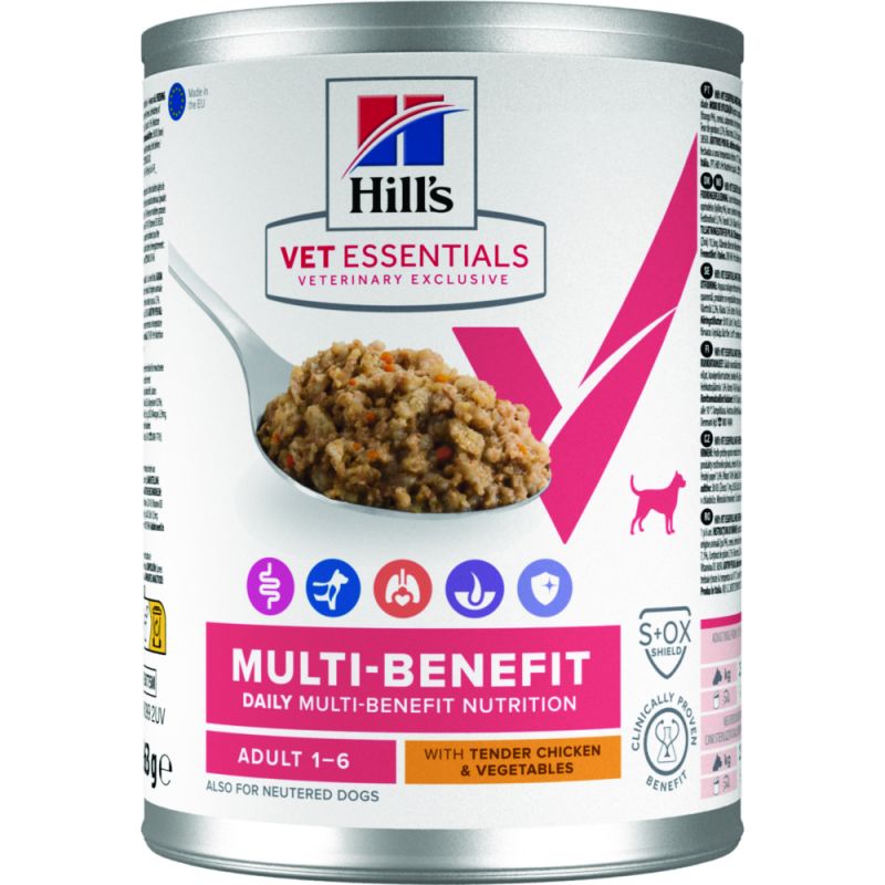 Hill's Vet Essentials Multi Benefit pour chien au poulet et légumes - 12 boîtes de 363 g - JungleVet Hill's Vet Essentials Multi Benefit pour chien au poulet et légumes - 12 boîtes de 363 g - JungleVet