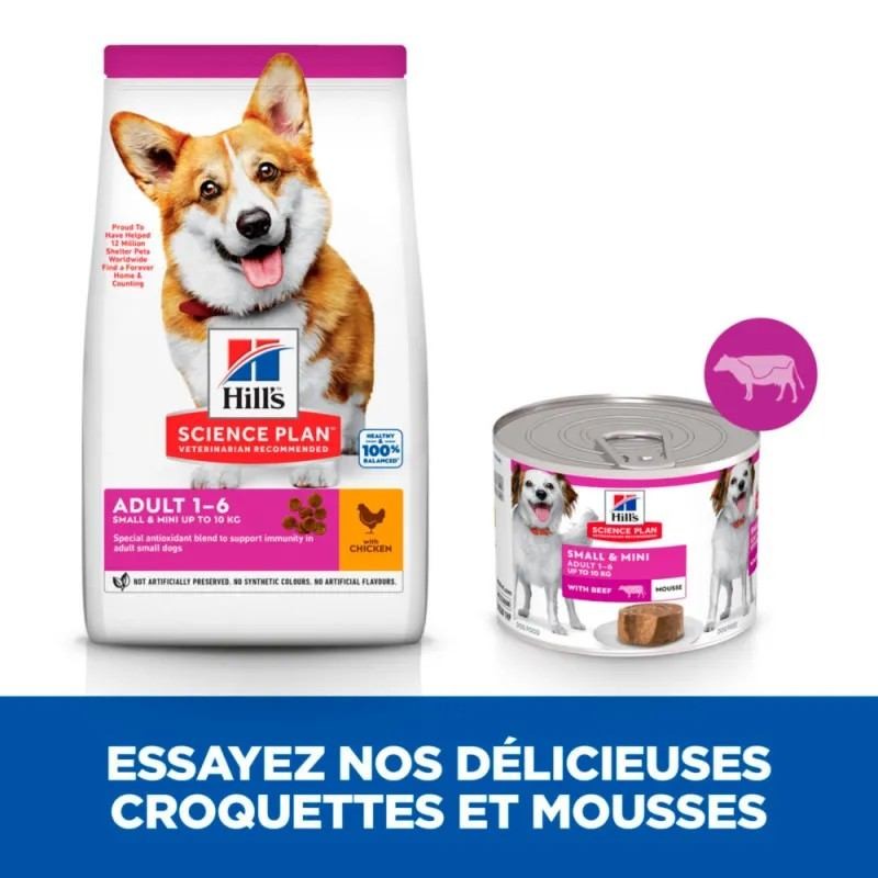Hill's Science Plan Canine Adult 1 6 Small & Mini Boeuf Mousse 12 boîtes de 200 g - JungleVet Hill's Science Plan Canine Adult 1 6 Small & Mini Boeuf Mousse 12 boîtes de 200 g - JungleVet