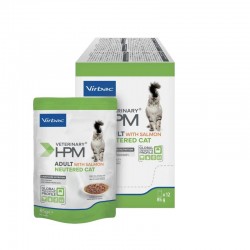 Veterinary HPM Cat Adult Neutered Salmon Bouchées 12 sachets de 85 g - JungleVet