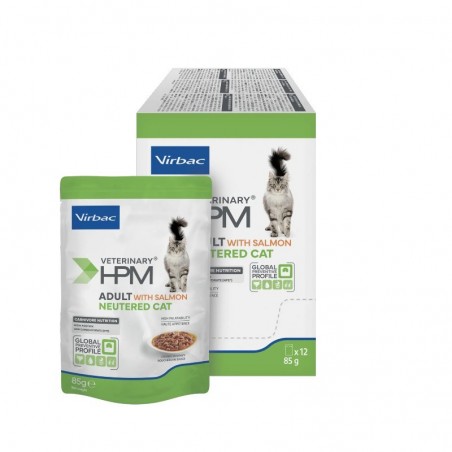 Veterinary HPM Cat Adult Neutered Salmon Bouchées 12 sachets de 85 g - JungleVet Veterinary HPM Cat Adult Neutered Salmon Bouchées 12 sachets de 85 g - JungleVet