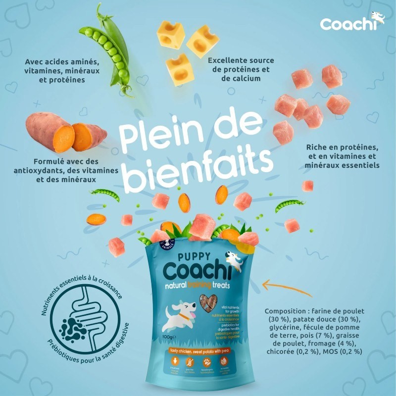 Friandises d'éducation Coachi Puppy Natural Poulet sachet de 100 g - JungleVet Friandises d'éducation Coachi Puppy Natural Poulet sachet de 100 g - JungleVet