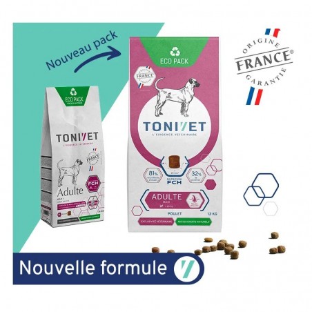 Tonivet Chien Adulte Maxi Poulet sac de 12 kg - JungleVet Tonivet Chien Adulte Maxi Poulet sac de 12 kg - JungleVet
