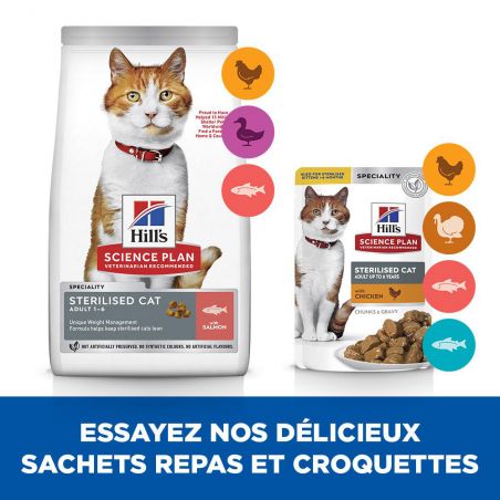 Hill's Science Plan Chat Adult Sterilised CatSaumon - JungleVet Hill's Science Plan Chat Adult Sterilised CatSaumon - JungleVet