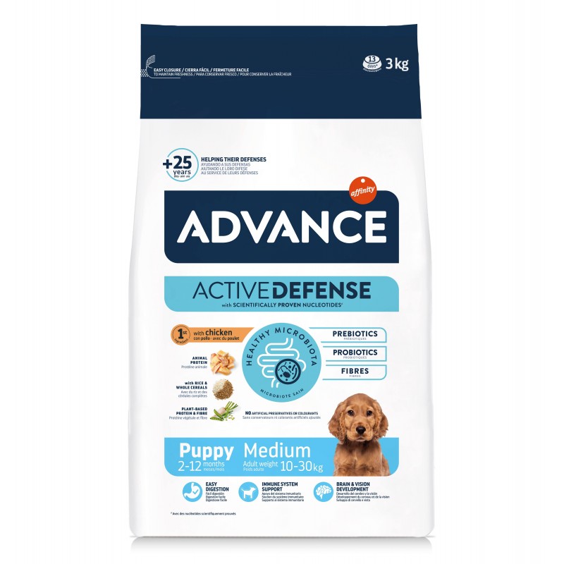 Advance Active Defense Chien Puppy Medium Poulet sac de 3 kg - JungleVet Advance Active Defense Chien Puppy Medium Poulet sac de 3 kg - JungleVet