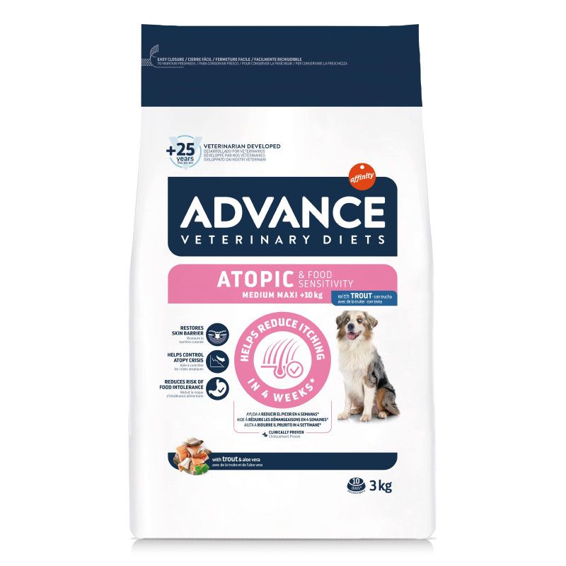 Advance Chien Atopic Medium Maxi Truite sac de 3 kg - JungleVet Advance Chien Atopic Medium Maxi Truite sac de 3 kg - JungleVet